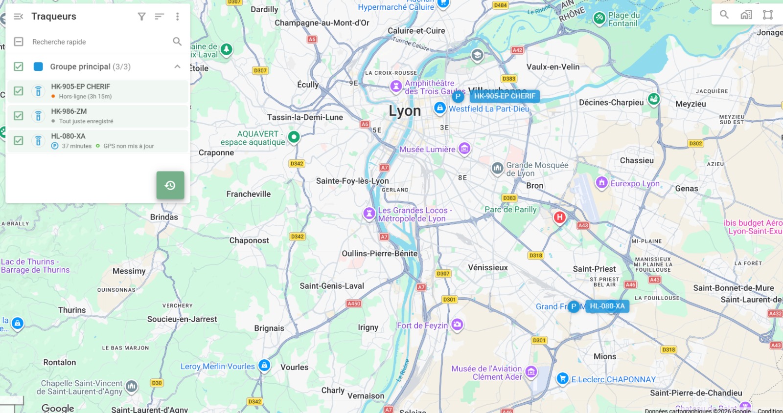 Suivi en temps réel d'une flotte de véhicules sur la plateforme traceur GPS Secure IT